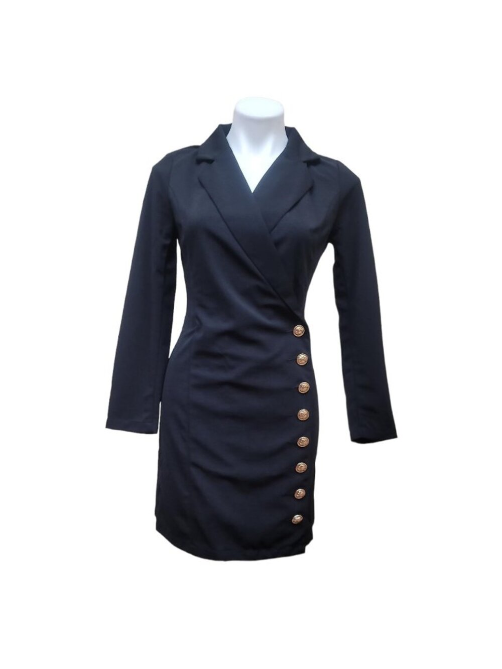 PLM Womens Long Sleeve Button Down Blazer Black Size Large NWT